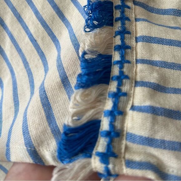 Dodo Bar Or Cotton shorts with pom-pom detail Striped Blue and Cream - Picture 2 of 10